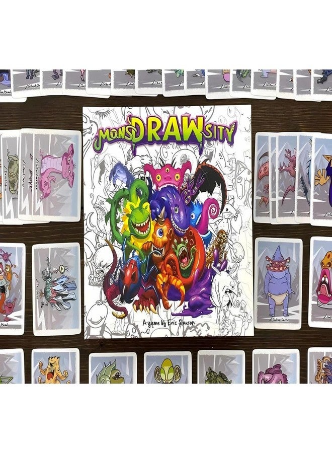 Deep Water Games لعبة الرسم الجماعية "MonsDRAWsity" من Deep Water Games، تعتمد على الوصف اللفظي، حيث يتناوب اللاعبون على وصف ورسم وحش غريب - كن اللاعب الذي يرسم رسمه الأقرب إلى الوصف، مناسبة للأعمار من 8 سنوات فما فوق، من 3 إلى 8 لاعبين. - Image 2
